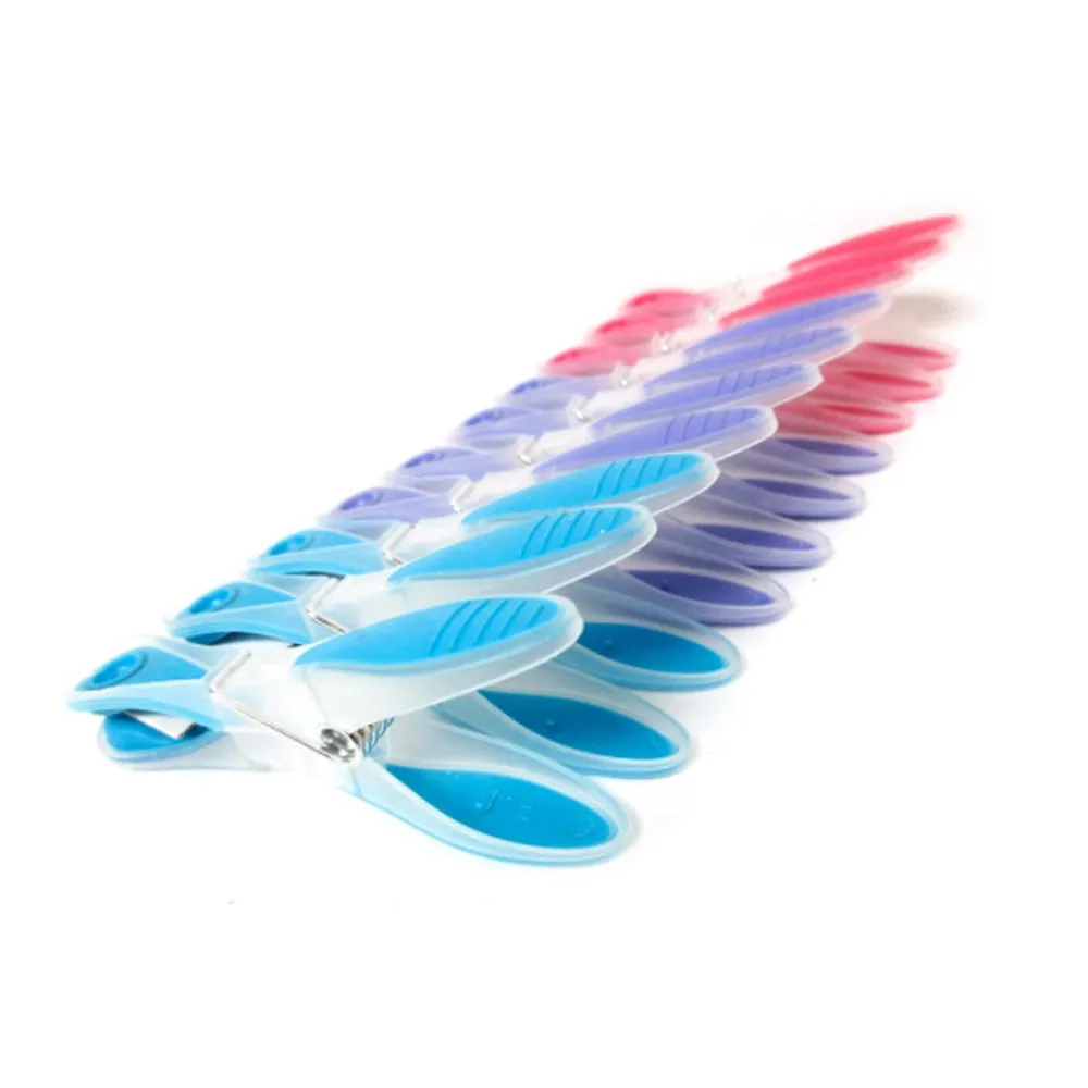 24 Pack Plastic Soft Grip Clothes Pins Pegs Laundry Rubber Tip Clothespins Hang