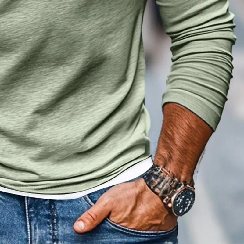 BACKWOODS | Men's Casual Color Matching Fake Two-Piece Double-Layer V-Neck Long-Sleeved T-Shirt