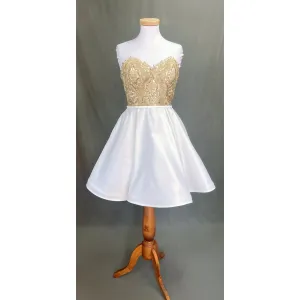Blush Prom ivory and gold dress, size 10