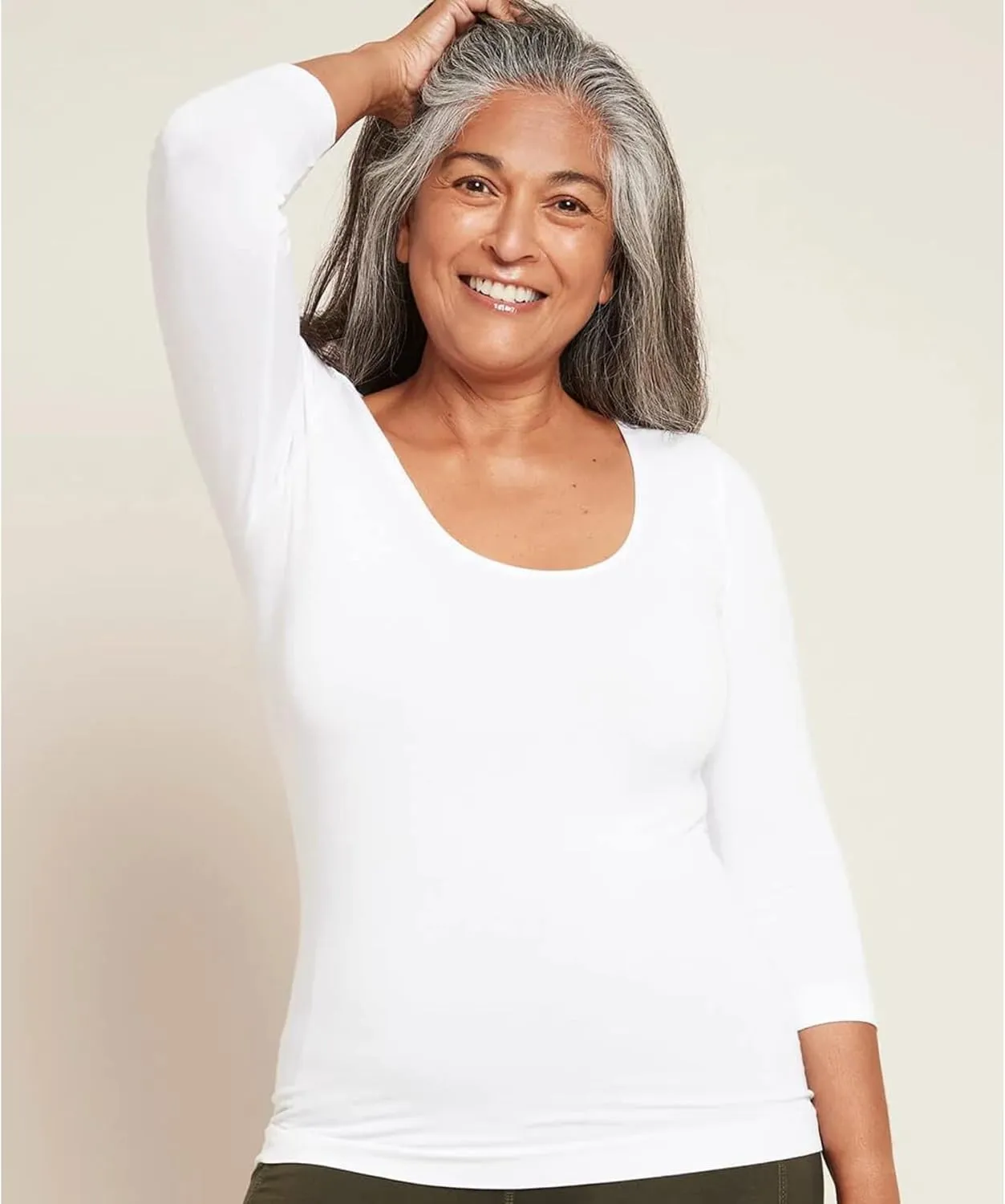 Boody Body EcoWear Women’s Scoop Top, 3/4 Sleeve, Soft Breathable, Lightweight Slim Fit, Viscose Made from Bamboo