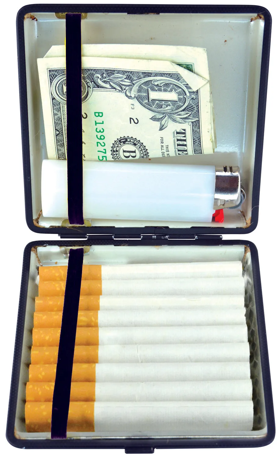Canvas and Metal Cigarette Case with Hinge - 8 Pieces Per Retail Ready Display 23051
