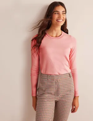 Catriona Cotton Crew Jumper-Peachskin