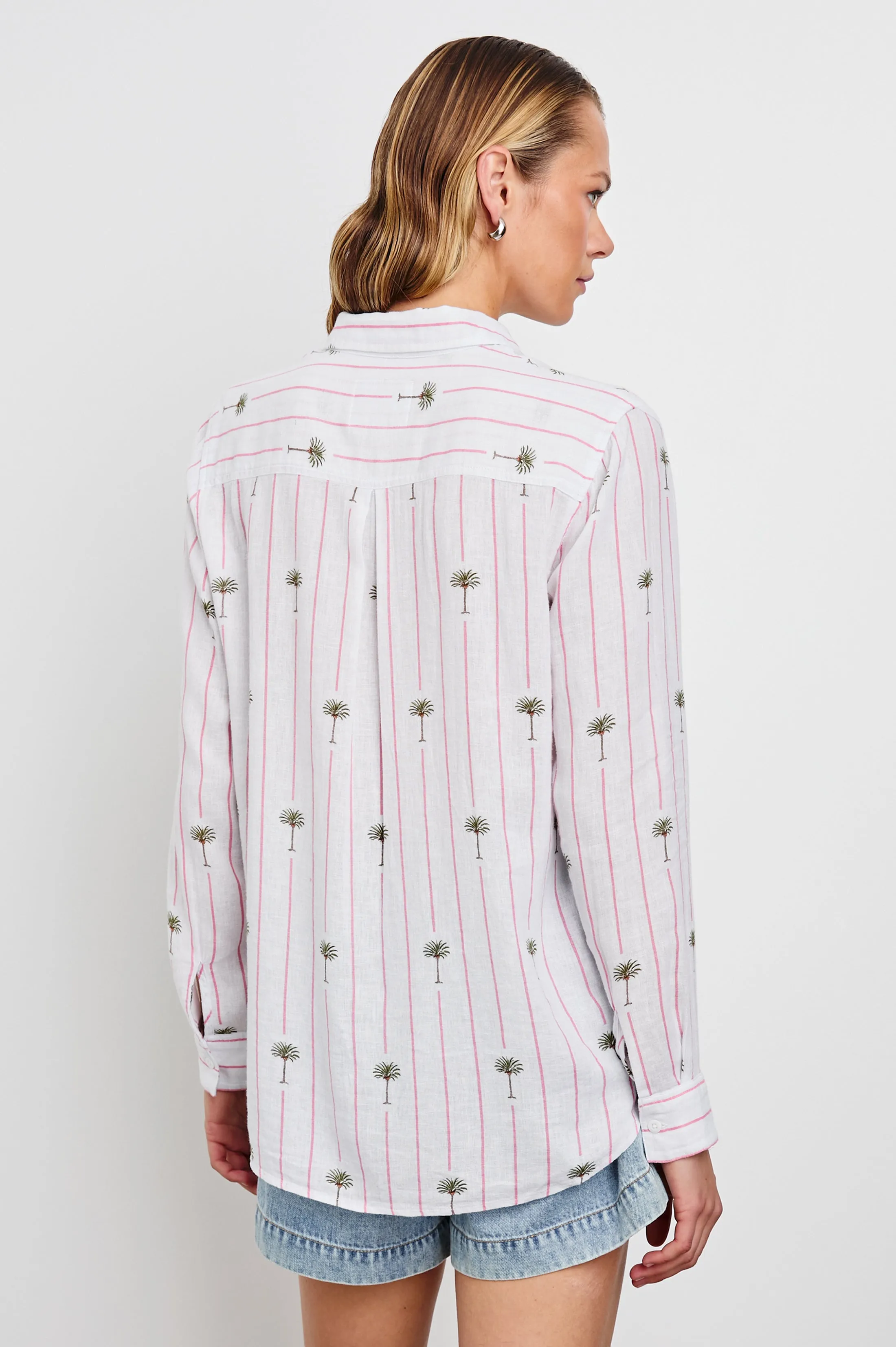 CHARLI SHIRT - PINK PALM STRIPE