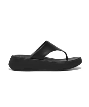 FitFlop F-mode Leather Flatform Black Toe Post Sandals V2