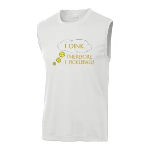 I Dink Therefore I Pickleball | Clearance Men’s Sleeveless Pickleball Shirt | 100% Polyester