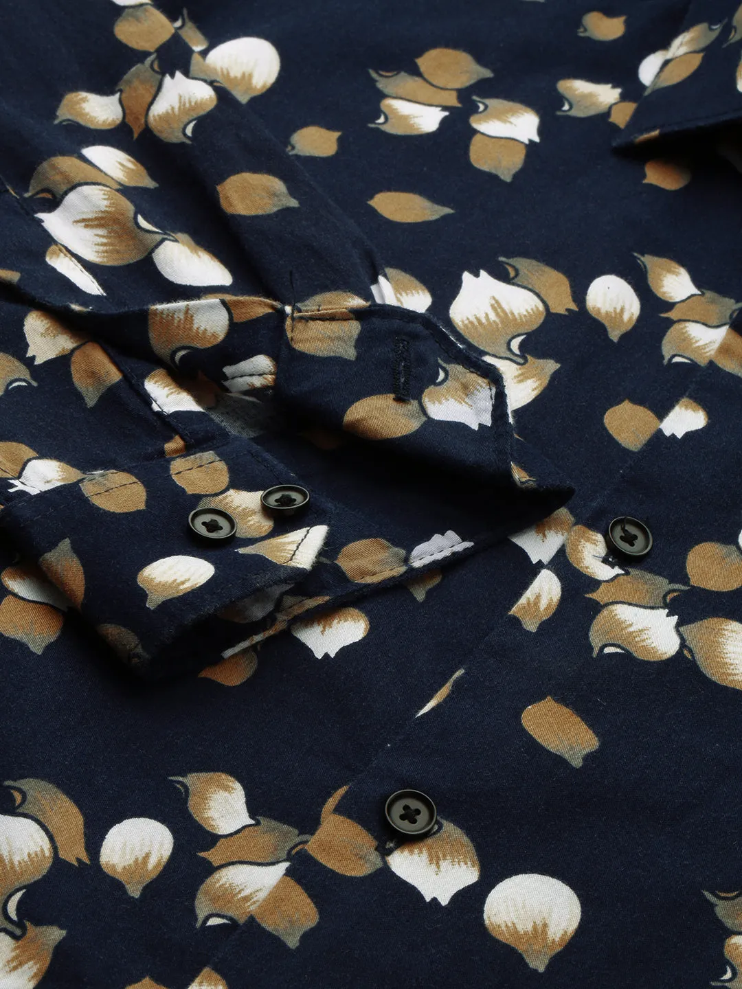 Men Navy Blue Comfort Conversational Printed Cotton Casual Shirt