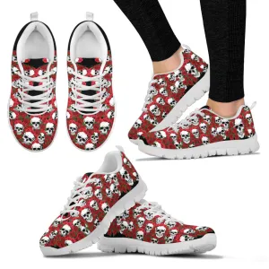 Roses & Skull Sneakers - White Soles