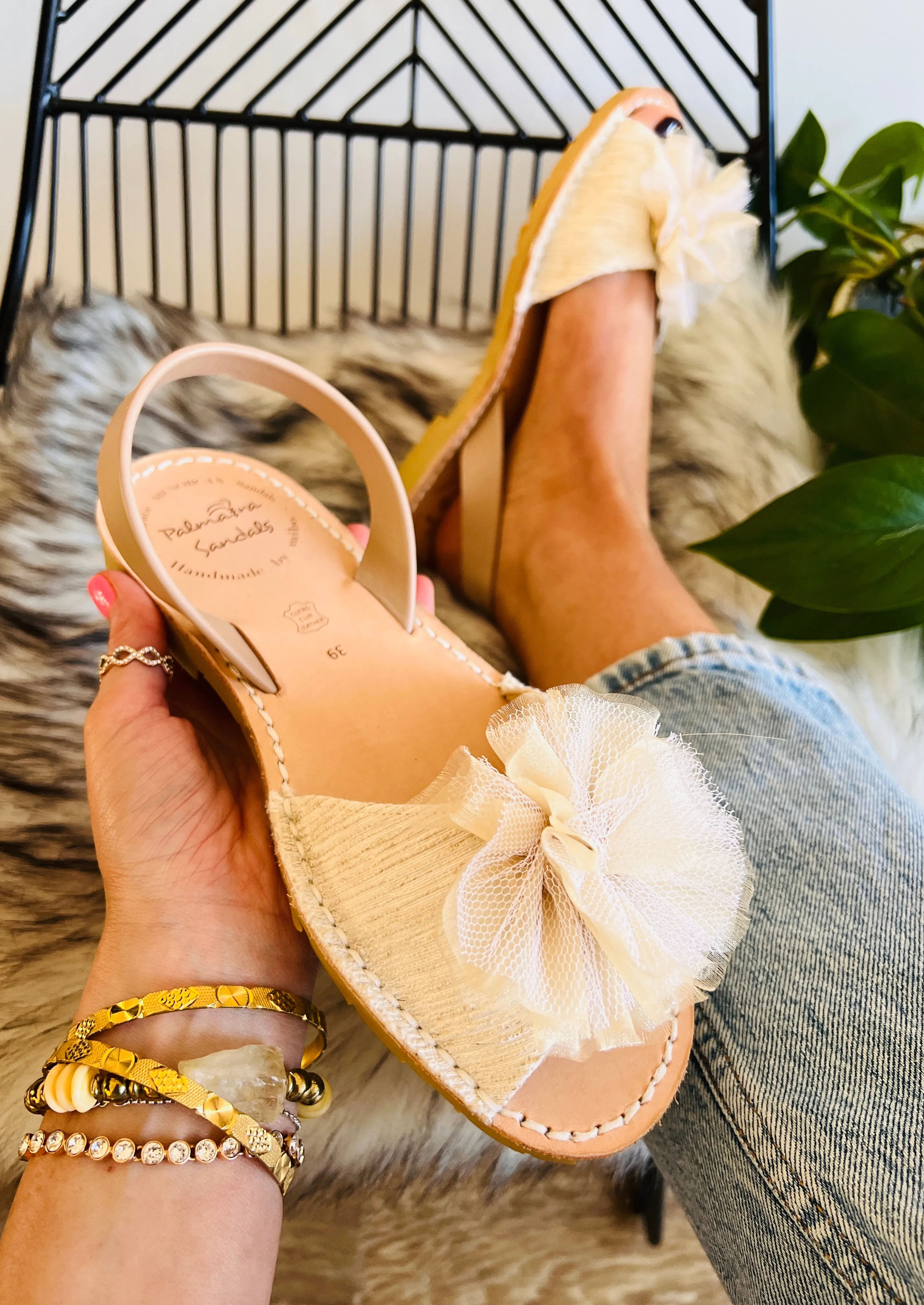 SAMPLE SALE Florence Tulle Pom Pom Sandals