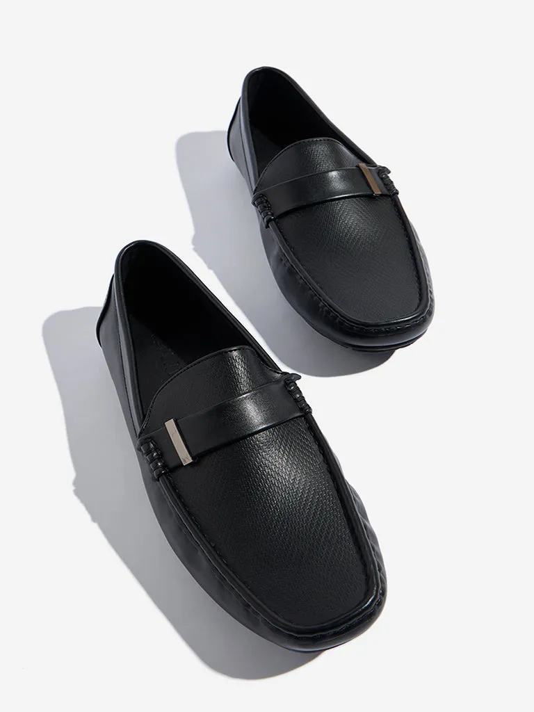SOLEPLAY Black Hardware-Detailed Textured Loafers