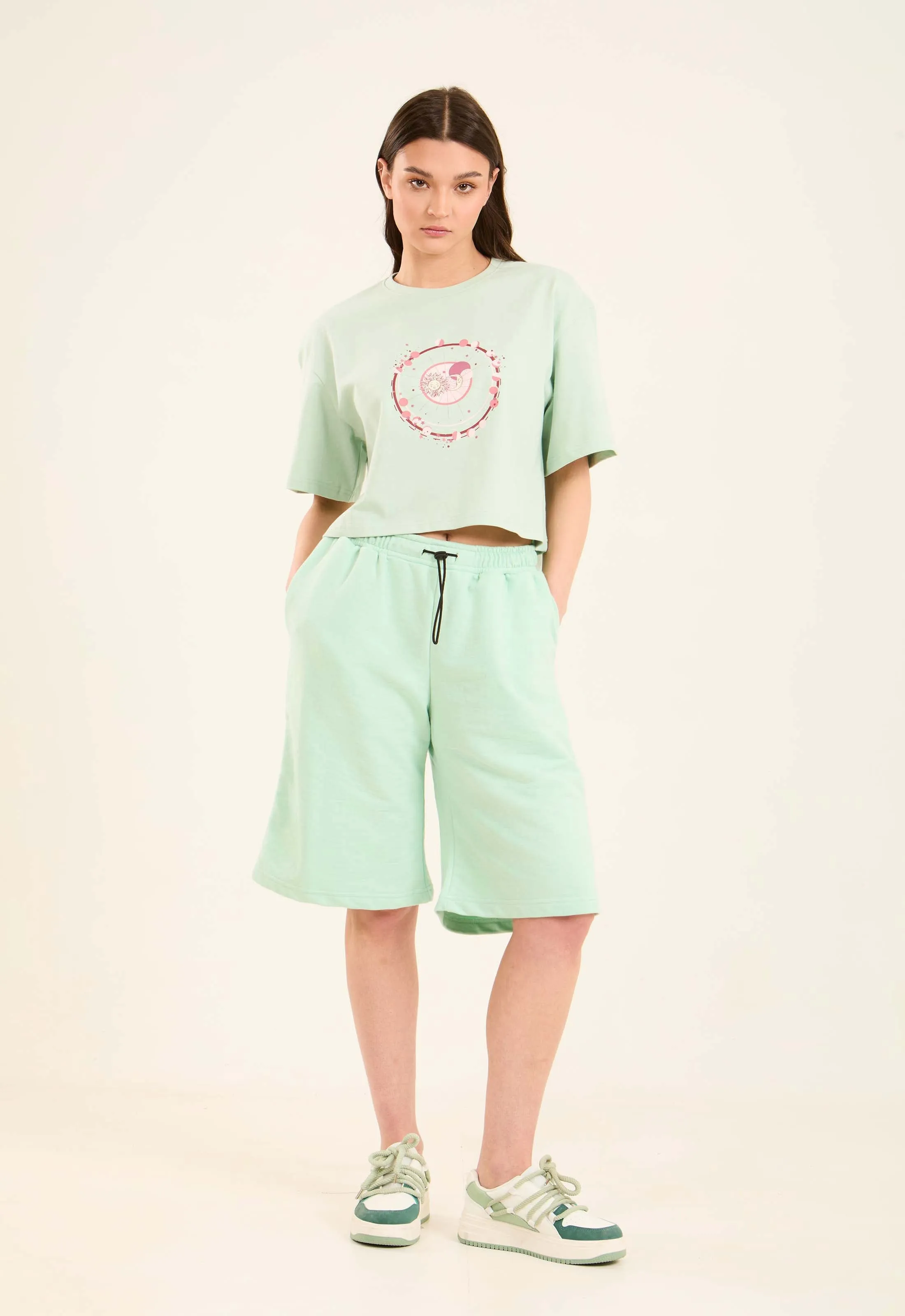 Women  Shorts Relaxed Short Cotton Green
