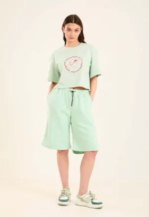 Women  Shorts Relaxed Short Cotton Green