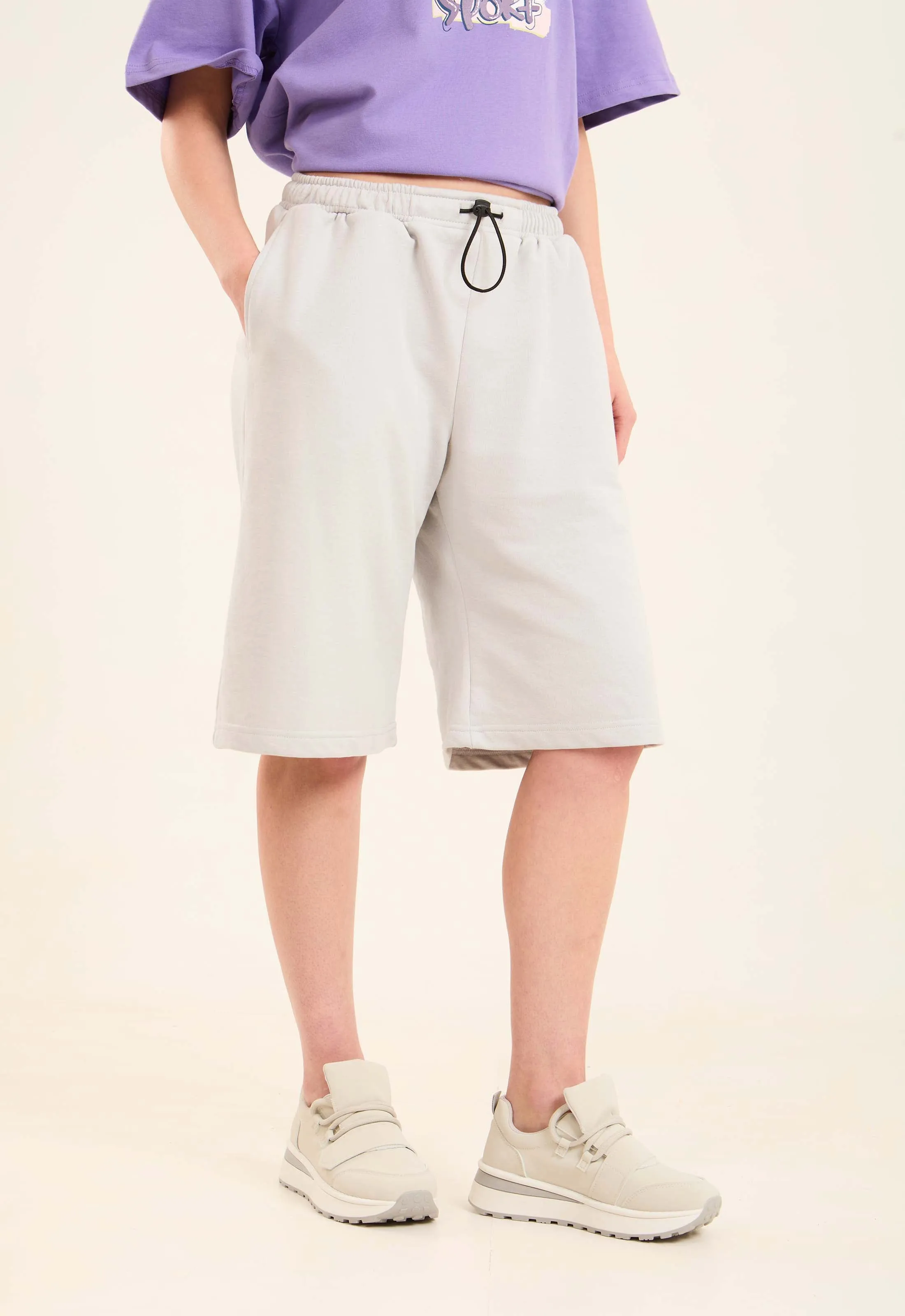 Women  Shorts Relaxed Short Cotton Grey