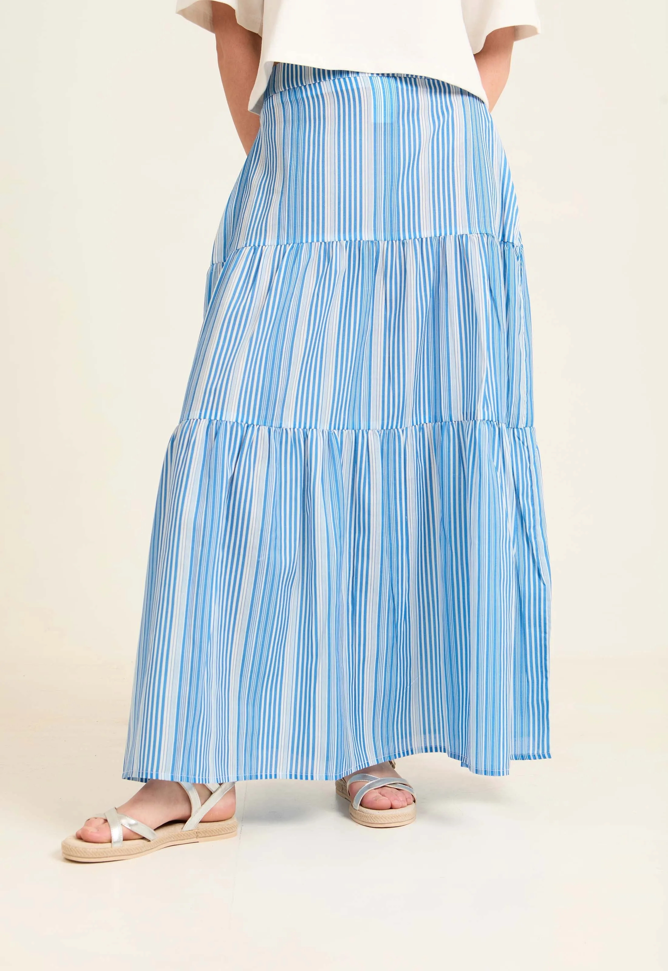 Women  Skirt Maxi StrippedCotton Multicolor