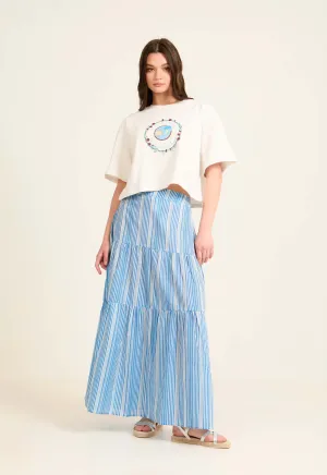 Women  Skirt Maxi StrippedCotton Multicolor