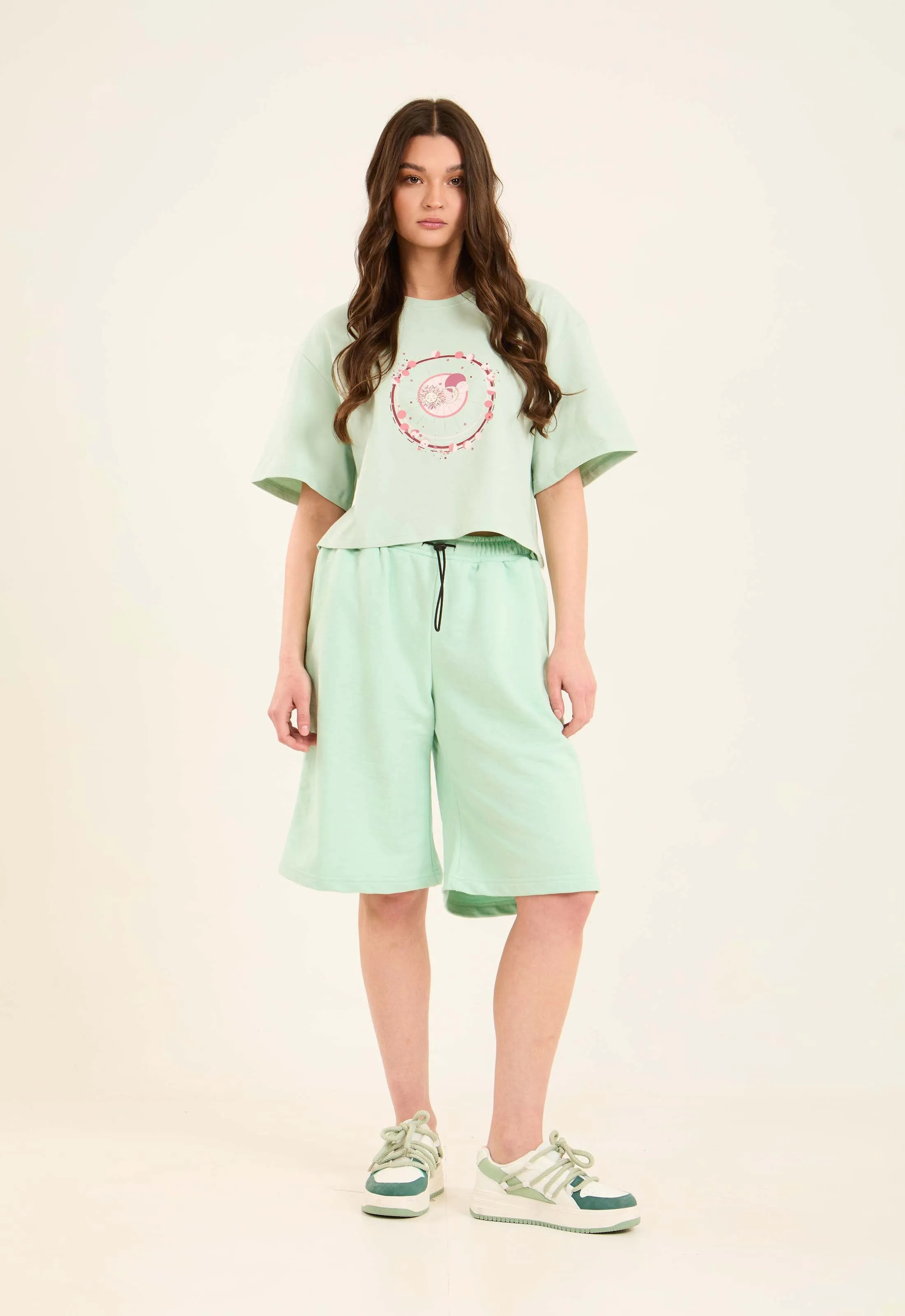Women  T-Shirt Cropped T Shirt Cotton Green