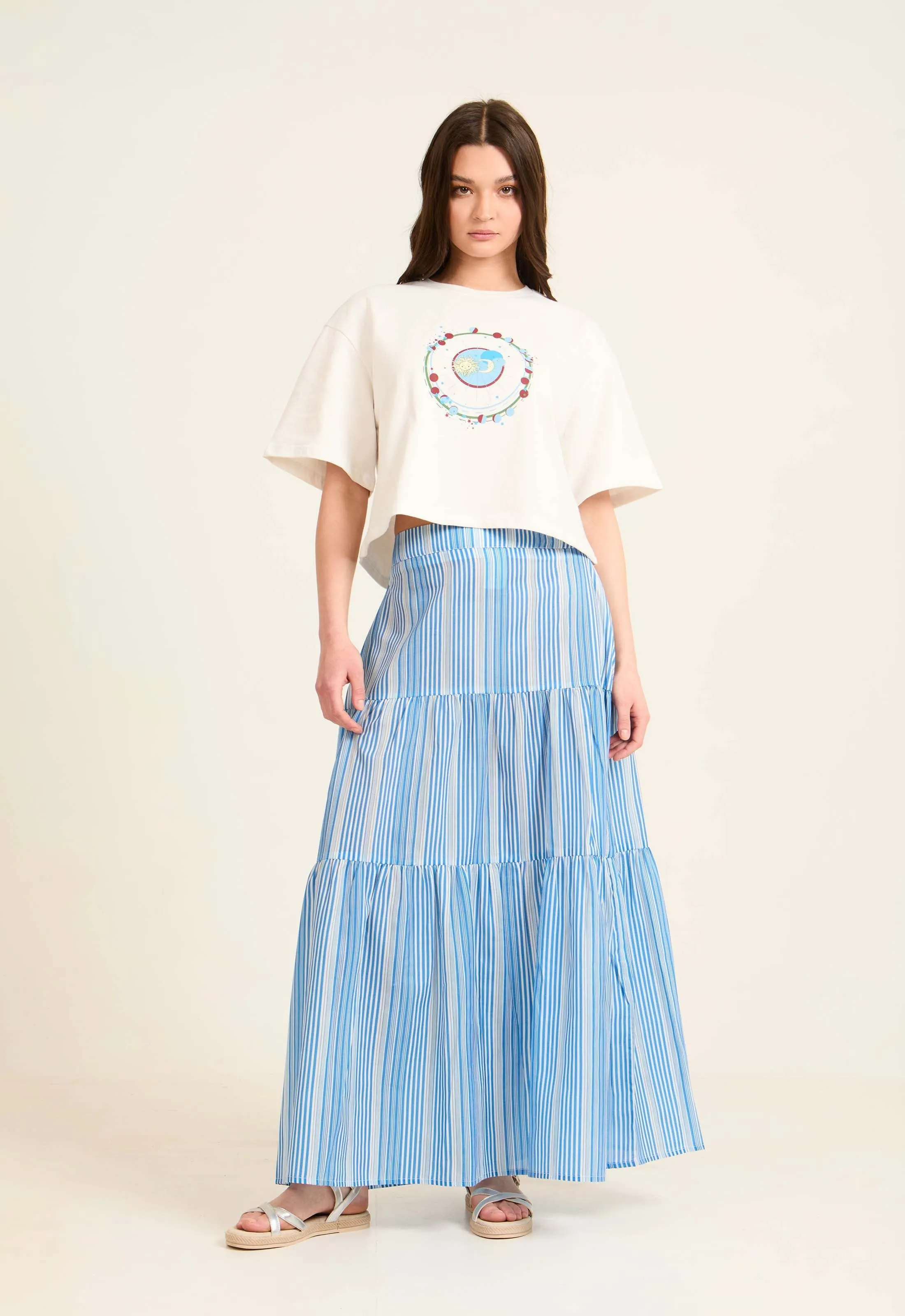Women  T-Shirt Cropped T Shirt Cotton Off White