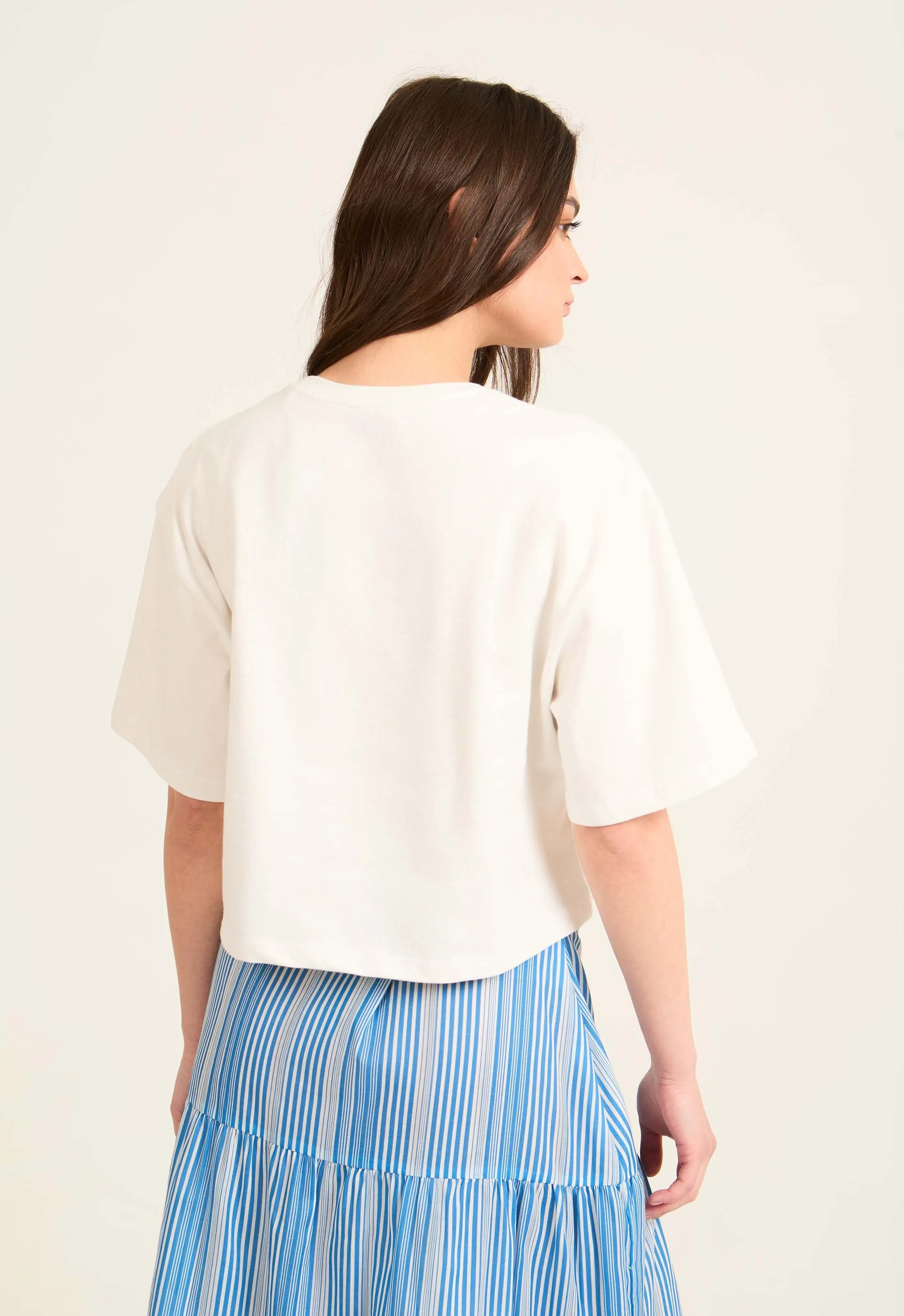 Women  T-Shirt Cropped T Shirt Cotton Off White