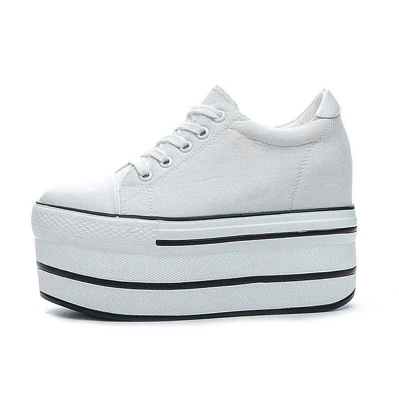 Women's Breathable Canvas Shoes With Thick Soles