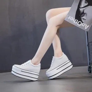 Women's Breathable Canvas Shoes With Thick Soles