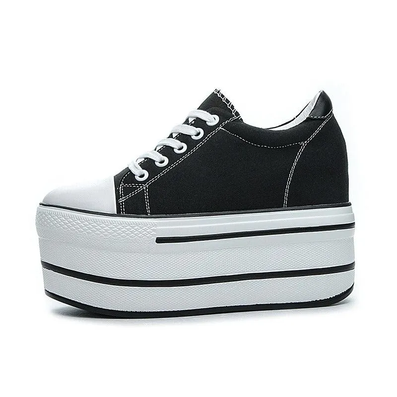 Women's Breathable Canvas Shoes With Thick Soles